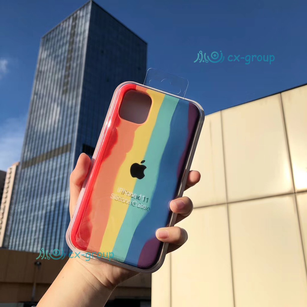 Silicone Apple Full Cover Red Pink Lengkap Rainbow Case iPhone Premium 7+/8+ X XS XS MAX XR 11 11PRO 11PROMAX WARNA RAINBOW