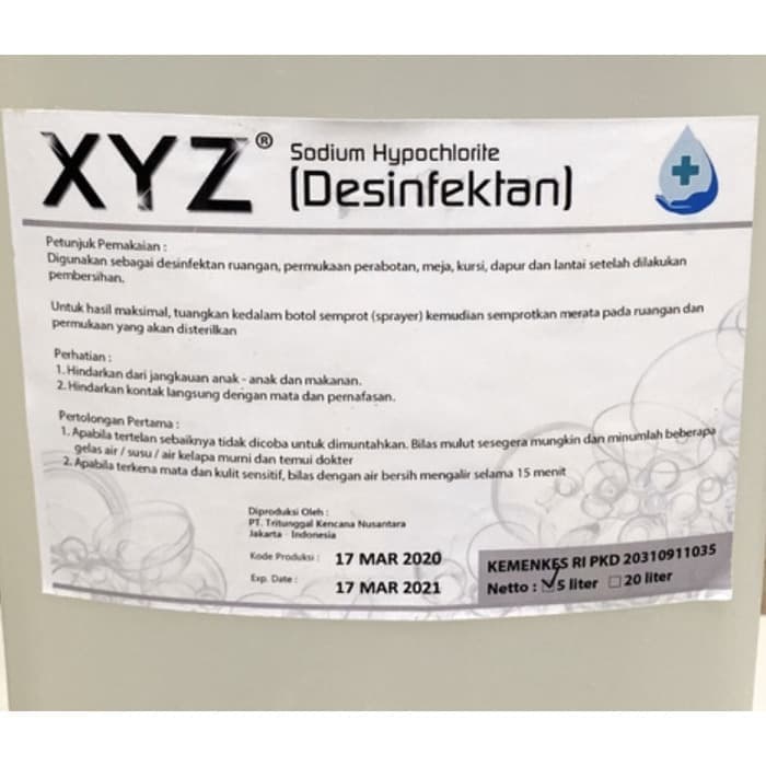 [COD] 5 LITER Desinfektan Disinfectan Desinfectan XYZ | Cairan Pembunuh Kuman Virus Bakteri