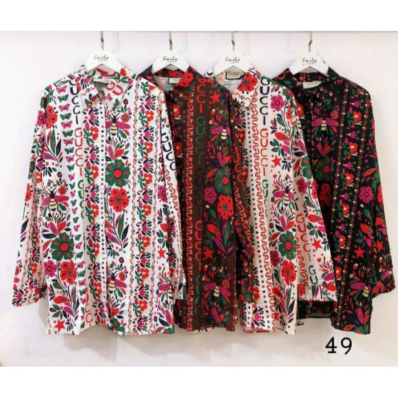 Kemeja Wanita Import Bangkok Guccii Bahan Silk Adem