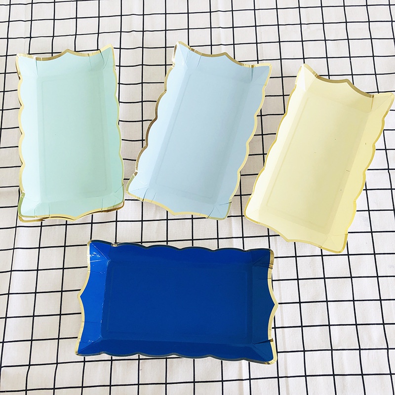 4pcs Disposable Rectangular Paper Plate Tableware for Festival Party Supplies