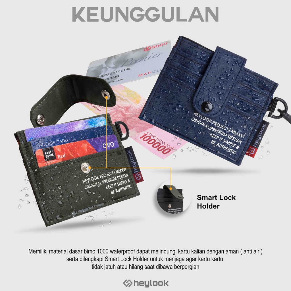 HEYLOOK Project - Card Holder AYRES Waterproof Neck Bag Domper Kartu Coin