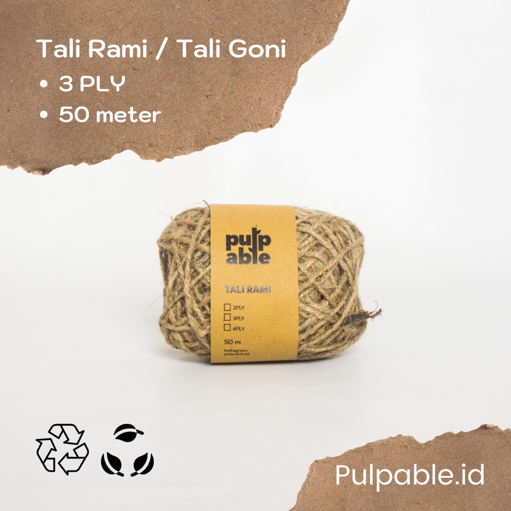 

Tali rami / tali goni / hemp rope 3 Ply - 50 meter - Pulpable