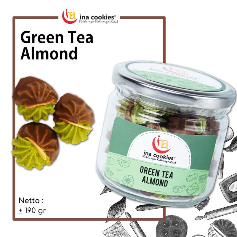 

INA COOKIES GREEN TEA ALMOND TOPLES JAR