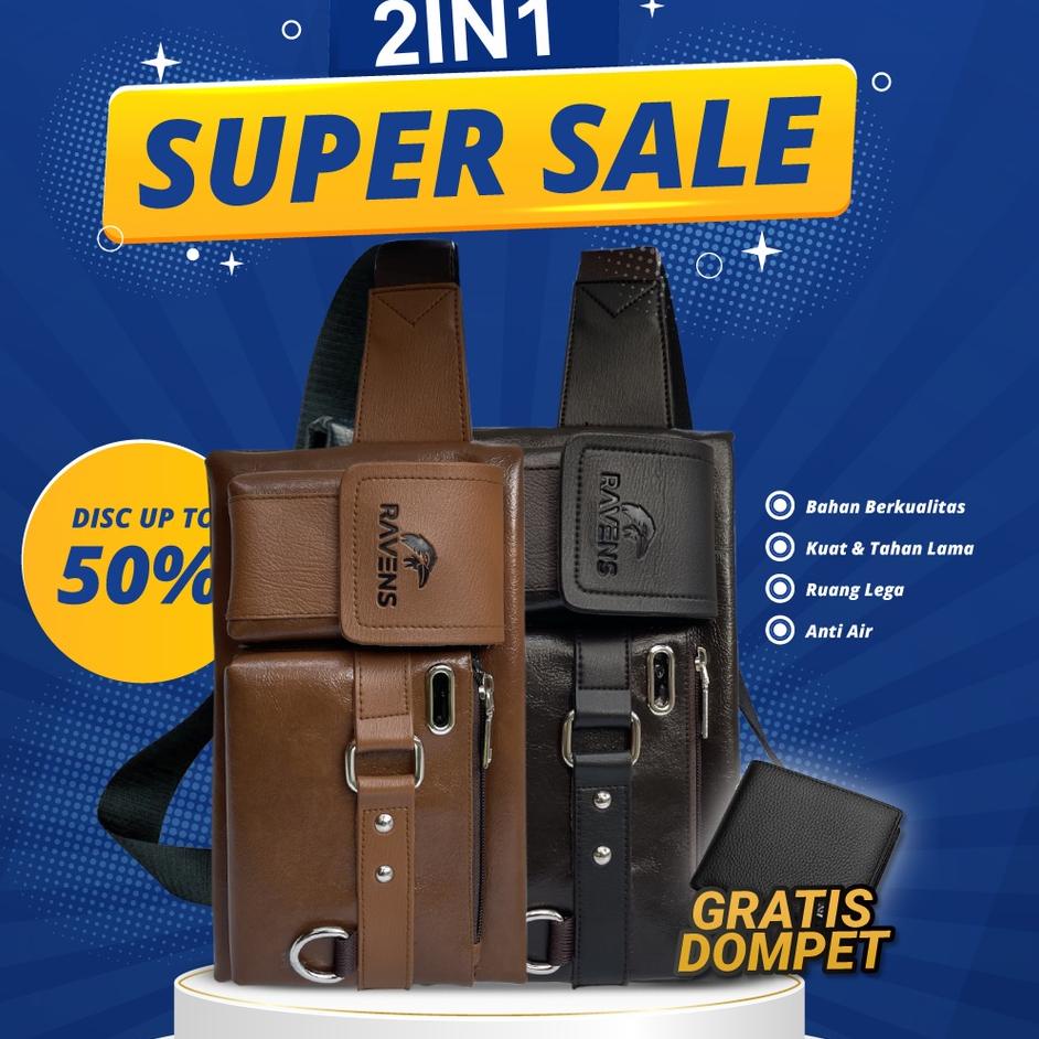[PRODUK SNZCK] (PAKET BUNDLING) Tas Selempang Ravens Waist Bag Egsy- PU Leather / TAS Ravens Egsy/ P
