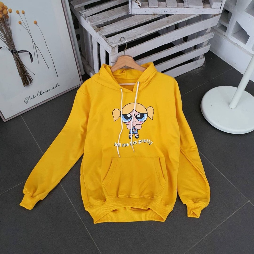 Tell Me Pretty Hoodie - Sweater Hoodie Karakter Cartoon Bubbles Bahan Fleece