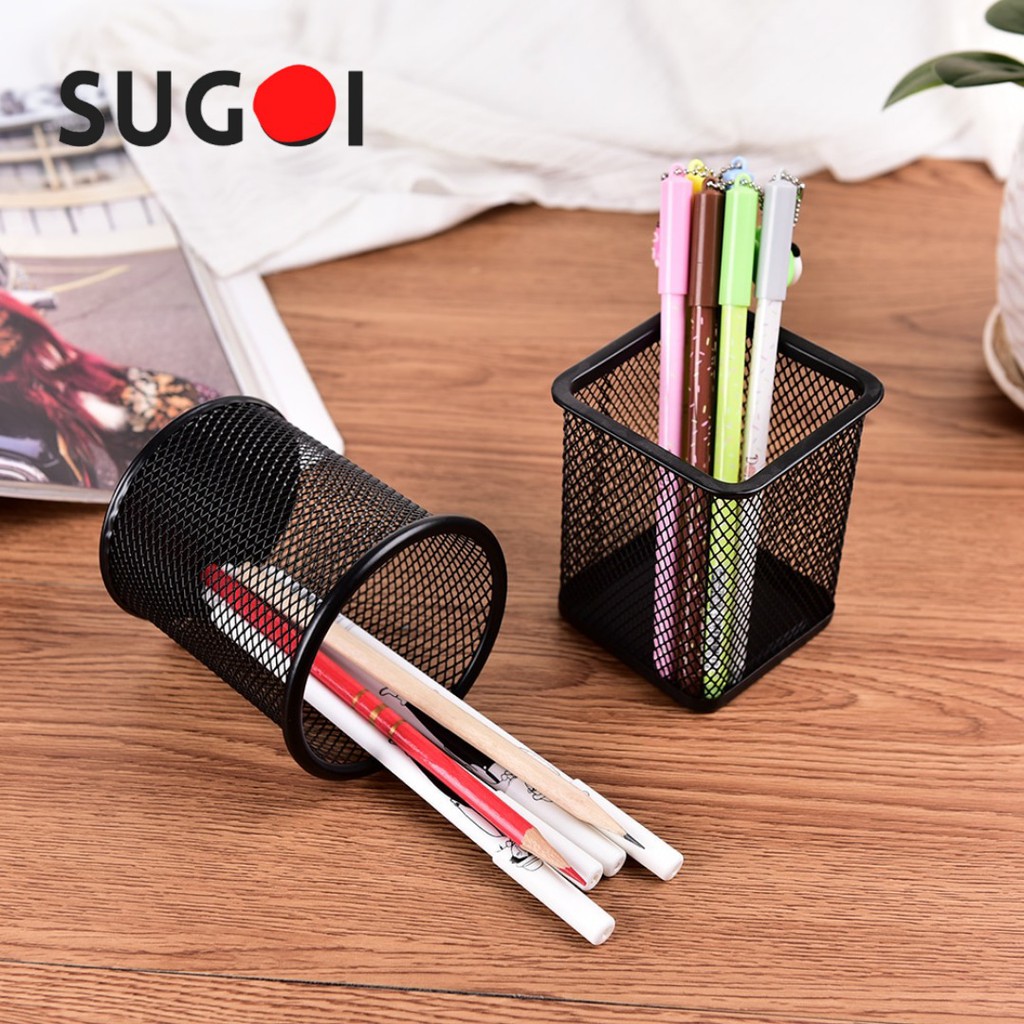 

Tempat Pensil Pulpen Bulat Jaring Besi Rak Alat Tulis Pencil Cup Holder