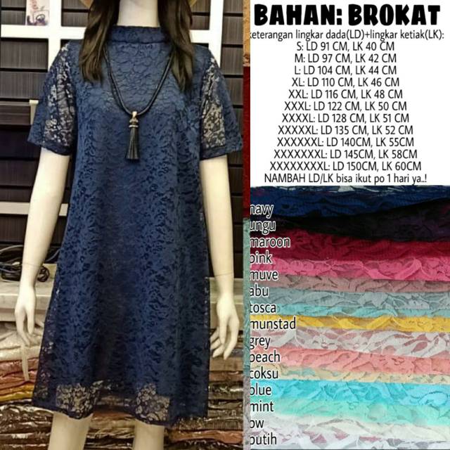 (ld 150 cm)Dress  brukat linken  jumbo Bigsize