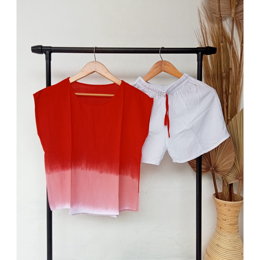BAJU WANITA/ PAKAIAN PIYAMA  MOTIF SALUR GRADASI WARNA-3
