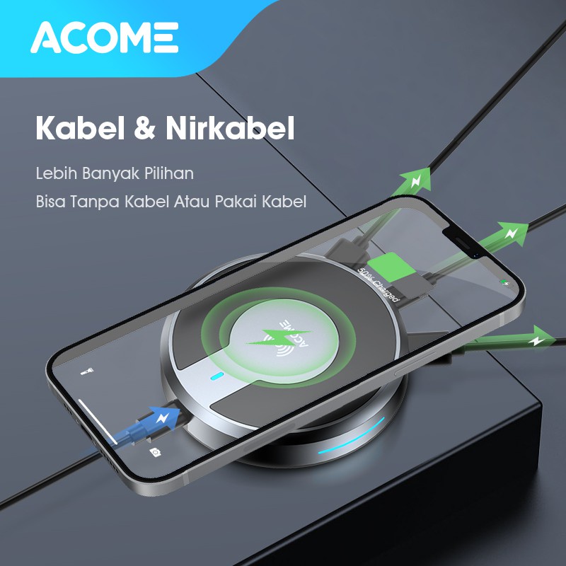 ACOME Wireless Charging QI Quick Charge 10W 4Port Garansi Resmi 1 Tahun AWC01