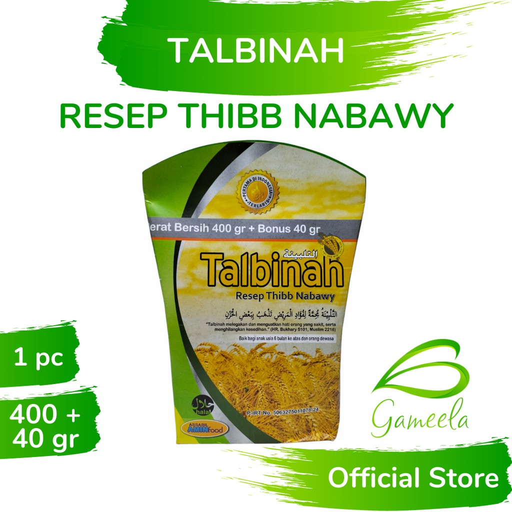 

Gameela Talbinah 400 Plus 40 Gr Tepung Biji Gandum Resep Thibb Nabawy Sunnah Nabi Obat Sakit Maag Penyakit Gangguan Lambung GERD Bahan Bubur Alami Resep JSR Diet Kaya Serat Keto Vegan Vegetarian Super Food Thibbunnabawi