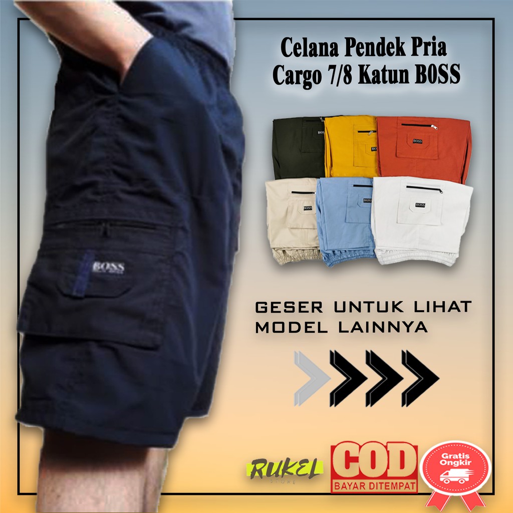 Celana Cargo Pendek Pria Polos 7/8 -78-CRG.BOSS