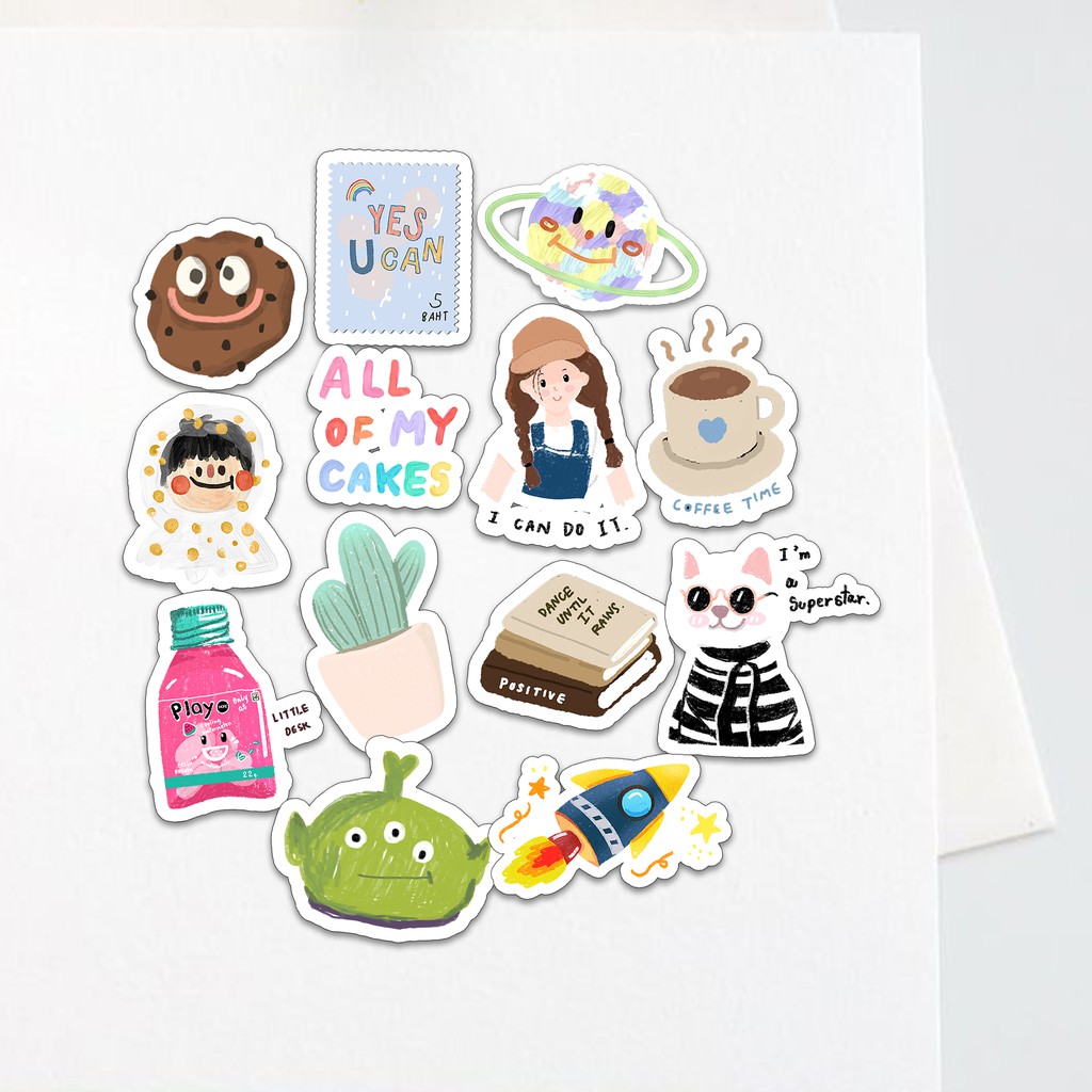 

Sticker Motif Lucu Aesthetic Sticker Waterproof (7-16 pcs)