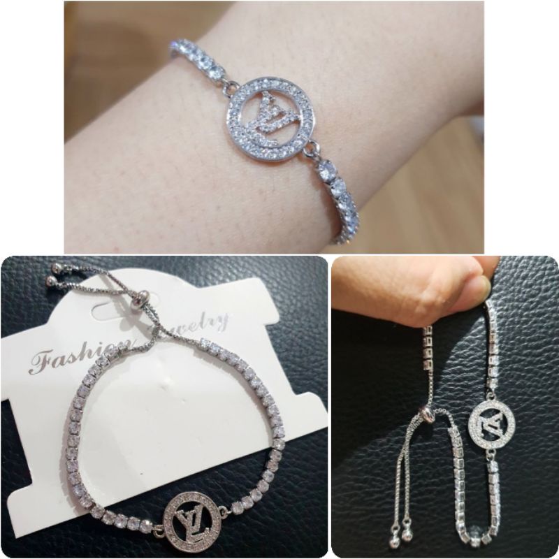 Gelang Titanium Asli Silver mata kilau Model Serut Premium Quality Anti karat anti alergi Stainless steel ori Gsi121