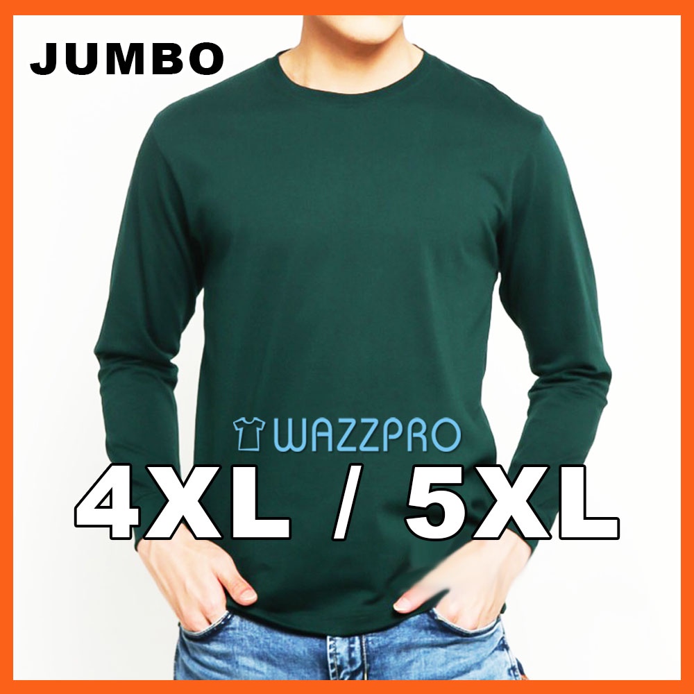 Kaos Pria Wanita Jumbo XXXXL XXXXXL Katun Adem Panjang Hijau Botol