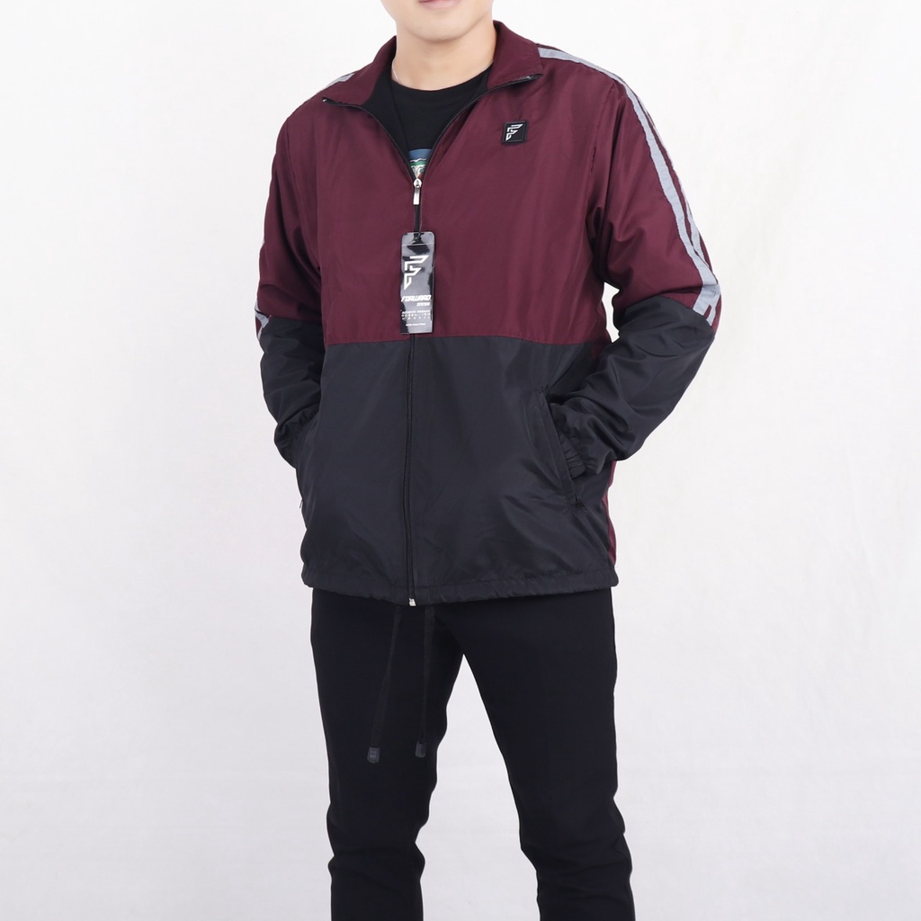 Jaket Pria Parasut Windbreaker Strip Forward System