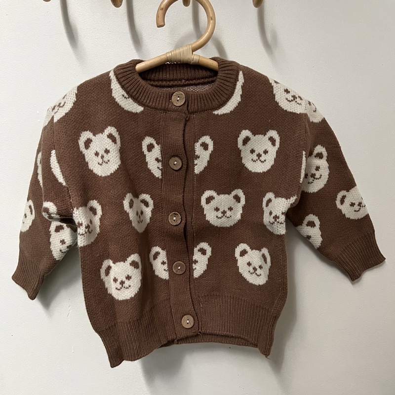 Bear brown cardigan bayi anak