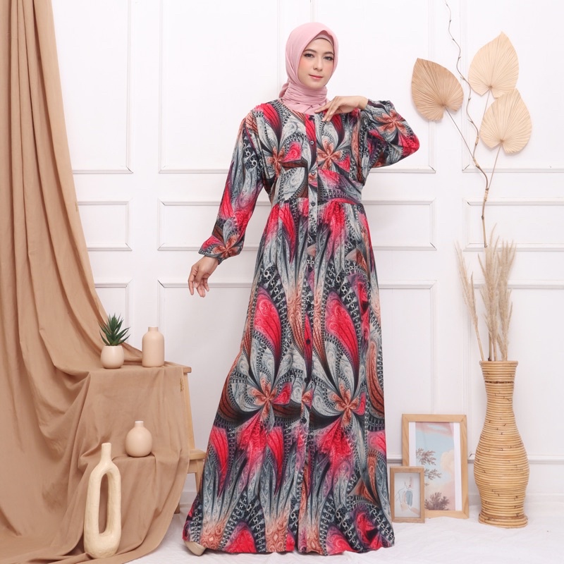 GAMIS BUNGA BBG BARU RAYON JUMBO LD120 GROSIR MURAH KANCING FULL BUSUI BUMIL TALI MODELLANO