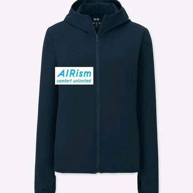 Pengiriman Cepat Jaket sweater uniqlo AIRism AlRism hoodie uv cut mesh original - Biru, S DISKON