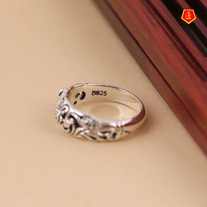 [Ready Stock]Vintage Silver Black Rose Ring