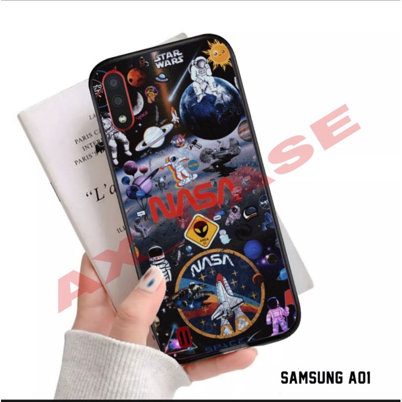 Ax case custom Samsung A01 dan A01 core Fashion AesThetic Nasa Space Astronot Series Premium Quality