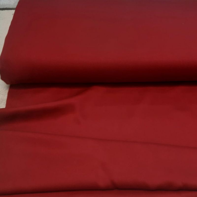 kain rayon twill polos merah cabe import harga 0.5meter