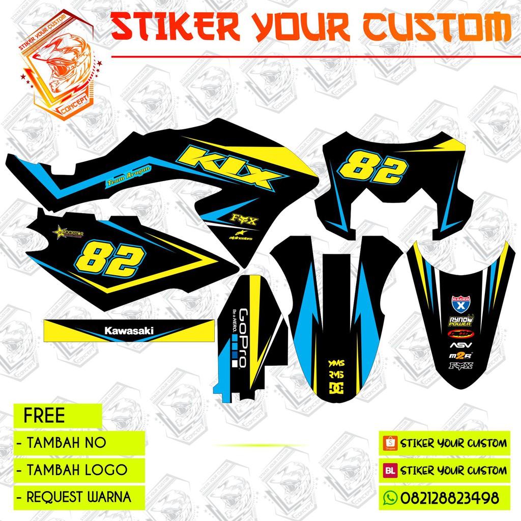 DECAL STIKER KLX BF - KUNING BIRU
