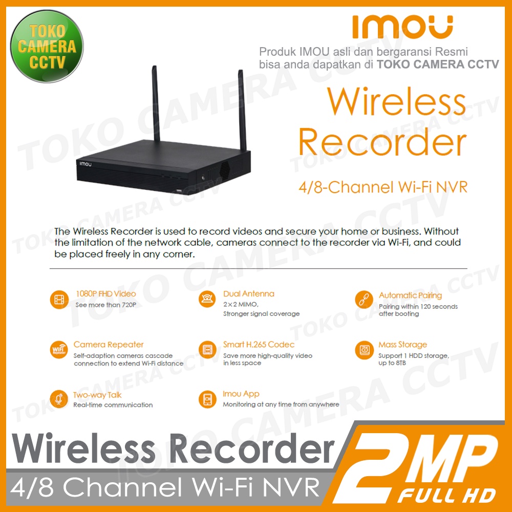 NVR WIFI WIRELESS IMOU 8CH NVR 8 CHANNEL