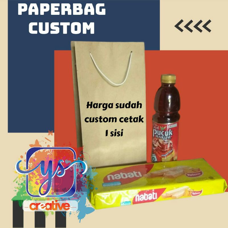 

Paperbag tempat teh pucuk dan wafer size 13x8x22 custom