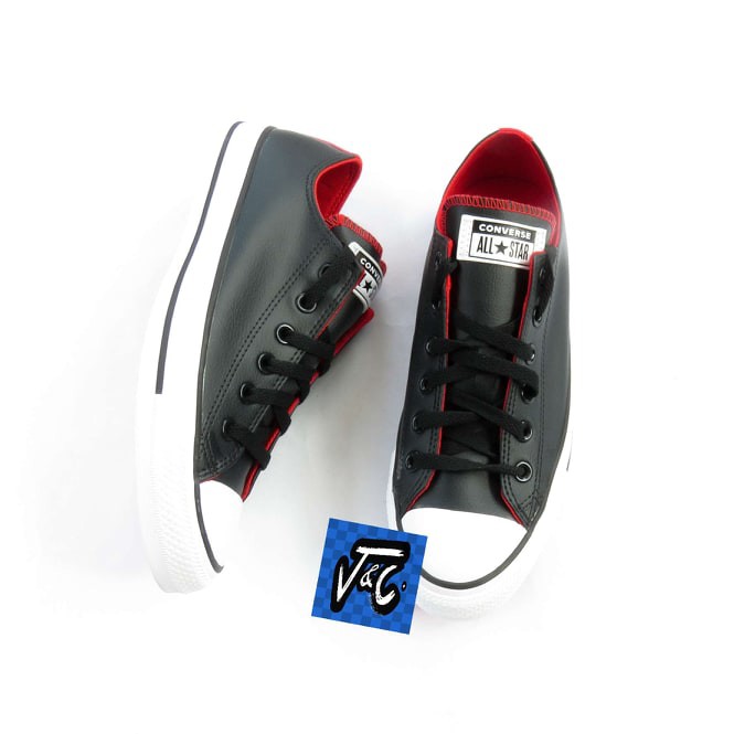 Sepatu Converse Chuck Taylor All Star Ox Faux Leather Black University