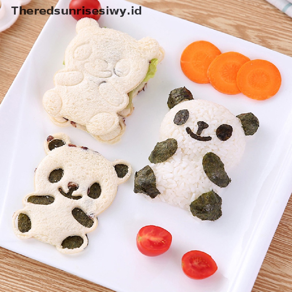 # Alat Rumah Tangga # Set 4 in 1 Cetakan Nasi Sushi / Sandwich / Bento Bentuk Panda 3D Multifungsi