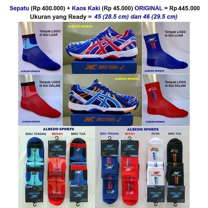 ASICS TIGER Sepatu Tennis/Tenis NAVY Nike Adidas Babolat Yonex Reebok