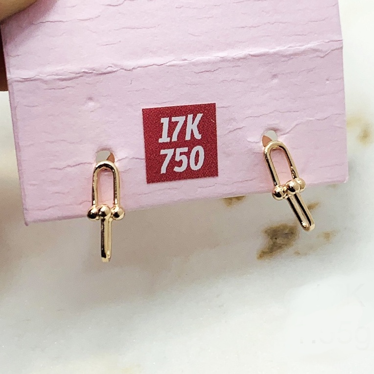 Anting Giwang Tusuk Emas Asli Model Fashion Hardware Rose Gold 750 17K Studs