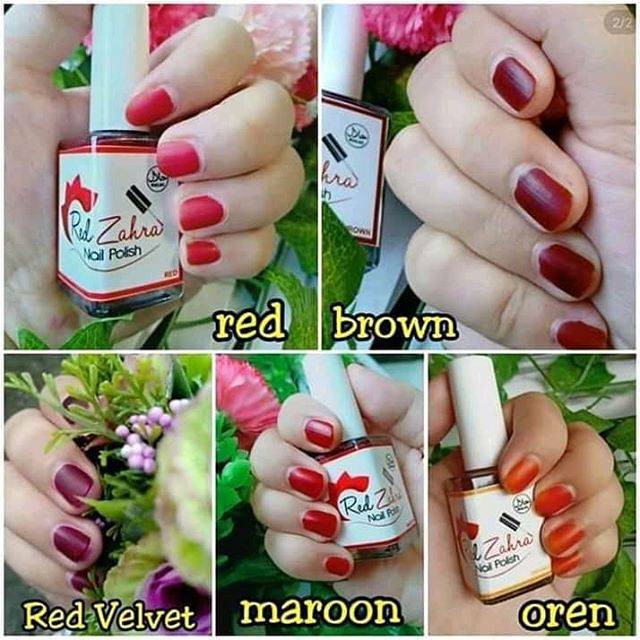 Red zahra nail polish kutek kuku halal merk red zahra