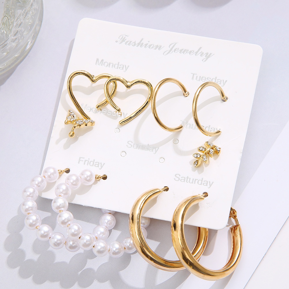 IFYOU Anting Stud Desain Kupu-Kupu Hati Aksen Mutiara Kristal Untuk Wanita