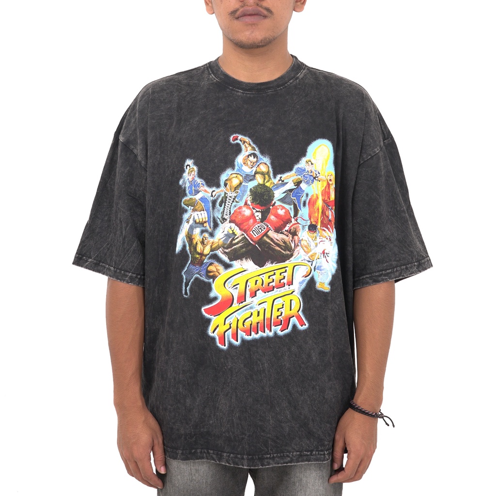 Toxic1805 Vintage Street Fighter Washing Oversize Tee T-Shirt Kaos