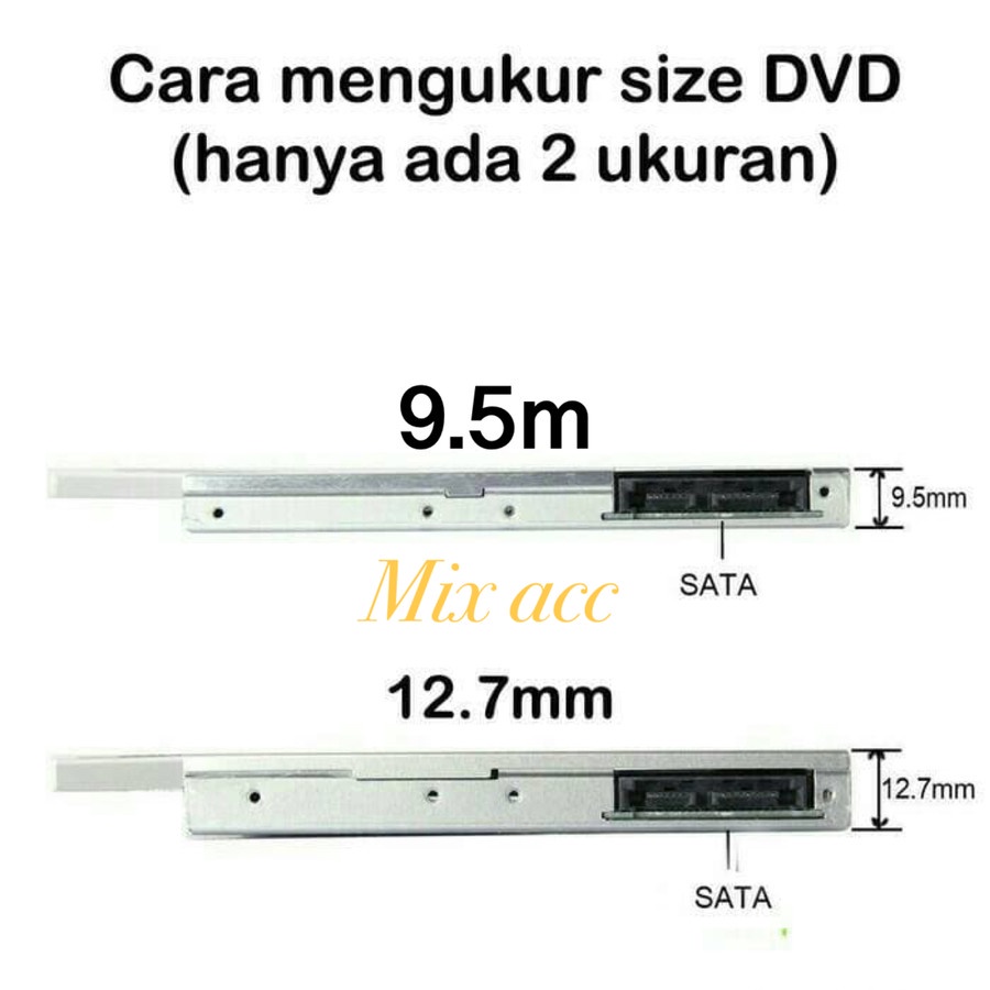 CADDY HDD harddisk Caddy 9.5mm SSD Sata For Laptop / Notebook 9.5 mm / 12.7 mm Original