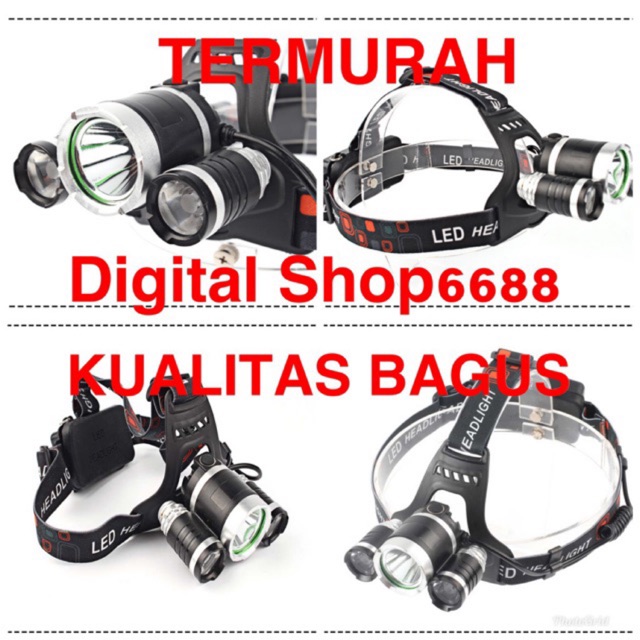 Senter & Senter Kepala & Lampu Kepala & High Power Headlamp Cree & Cahaya Putih & Kuning & Anti Air
