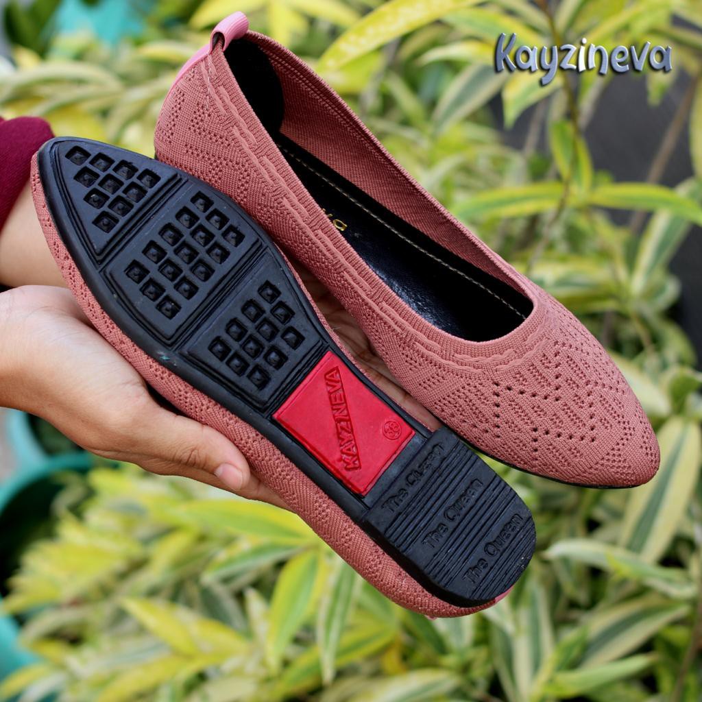 KAYZINEVA | CC35 Sepatu Wanita Rajut Premium Ujung Lancip