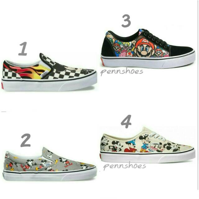 [GRADE ORIGINAL] SEPATU VANS SLIPON MICKEY MOUSE OLSKOOL