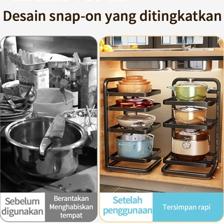 (COD)Wastafel Dapur Di Bawah Rak Rak Pot Kabinet Atas Rak Panci Multi Fungsi 4/5 Tingkat