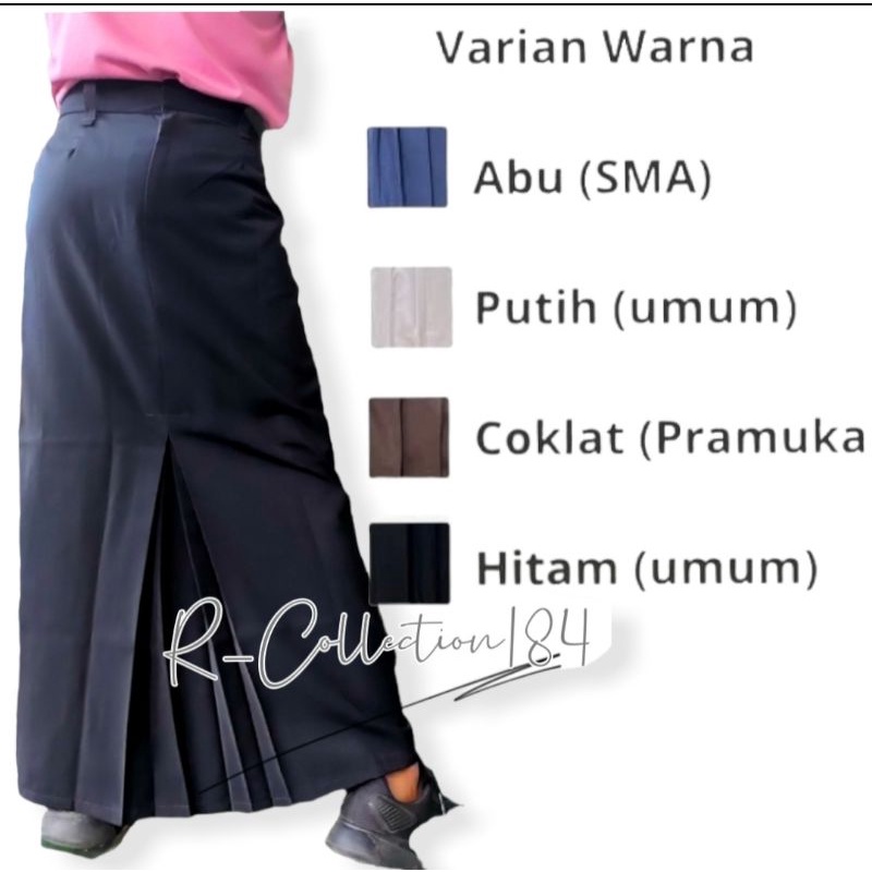 Rok SPAN REMPEL BELAH BELAKANG Kerja Sekolah Putih Abu SMA Biru SMP Hitam Kerja Kantor Formal M L XL XXL