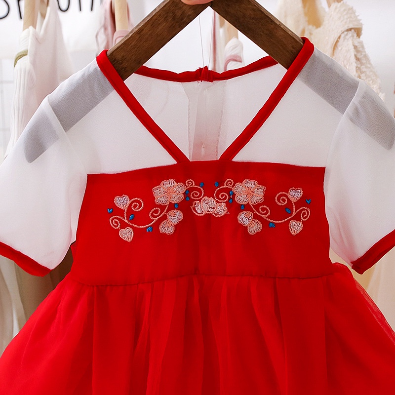 Baju Imlek Cheongsam Dress LICHE warna Merah Bayi Perempuan Import