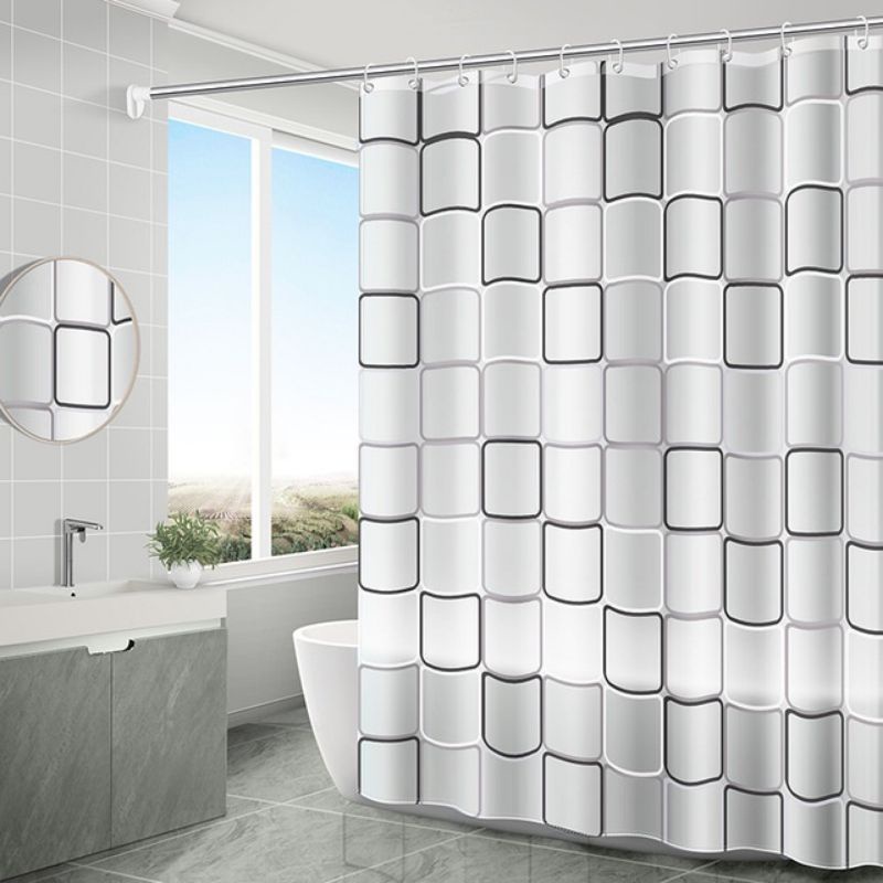 dc88 Tirai kamar mandi anti air dengan pengait /Tirai Mandi Bahan tebal/ Shower Curtain