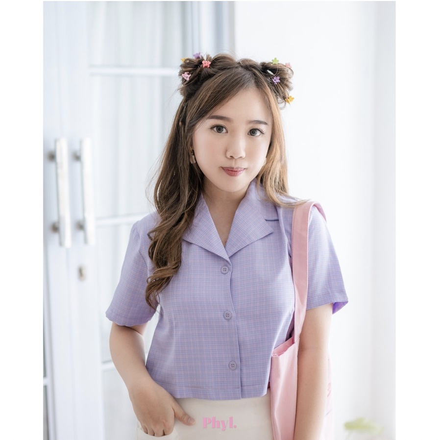 Phyl Hayi Top - Lilac Model Baju Kemeja Atasan Cantik PH006