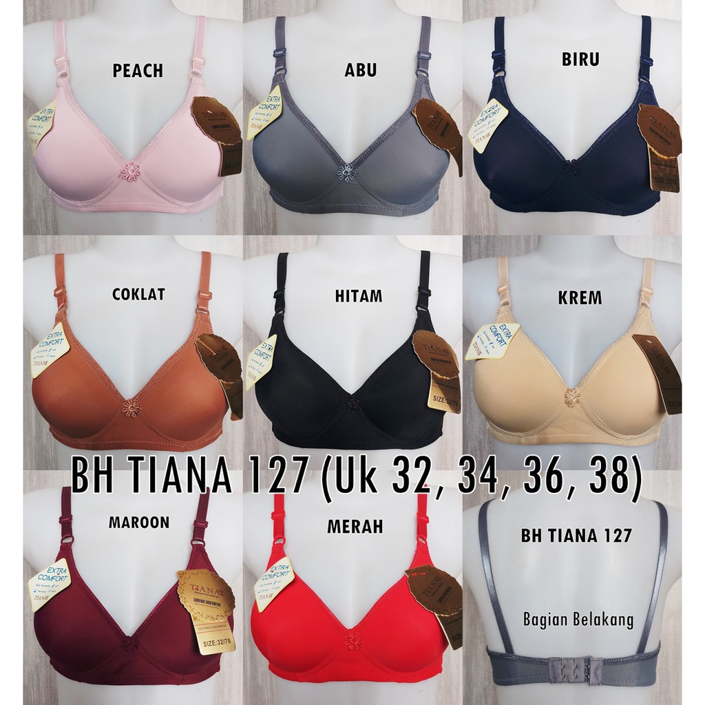 Bra Tiana 127 Uk 32 - 38 Cup A Kait 2 Tanpa Kawat Busa Sedang