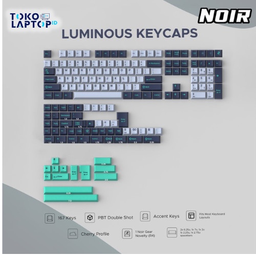 Noir Luminous Keycaps PBT Doubleshot Cherry Profile Keycap Set