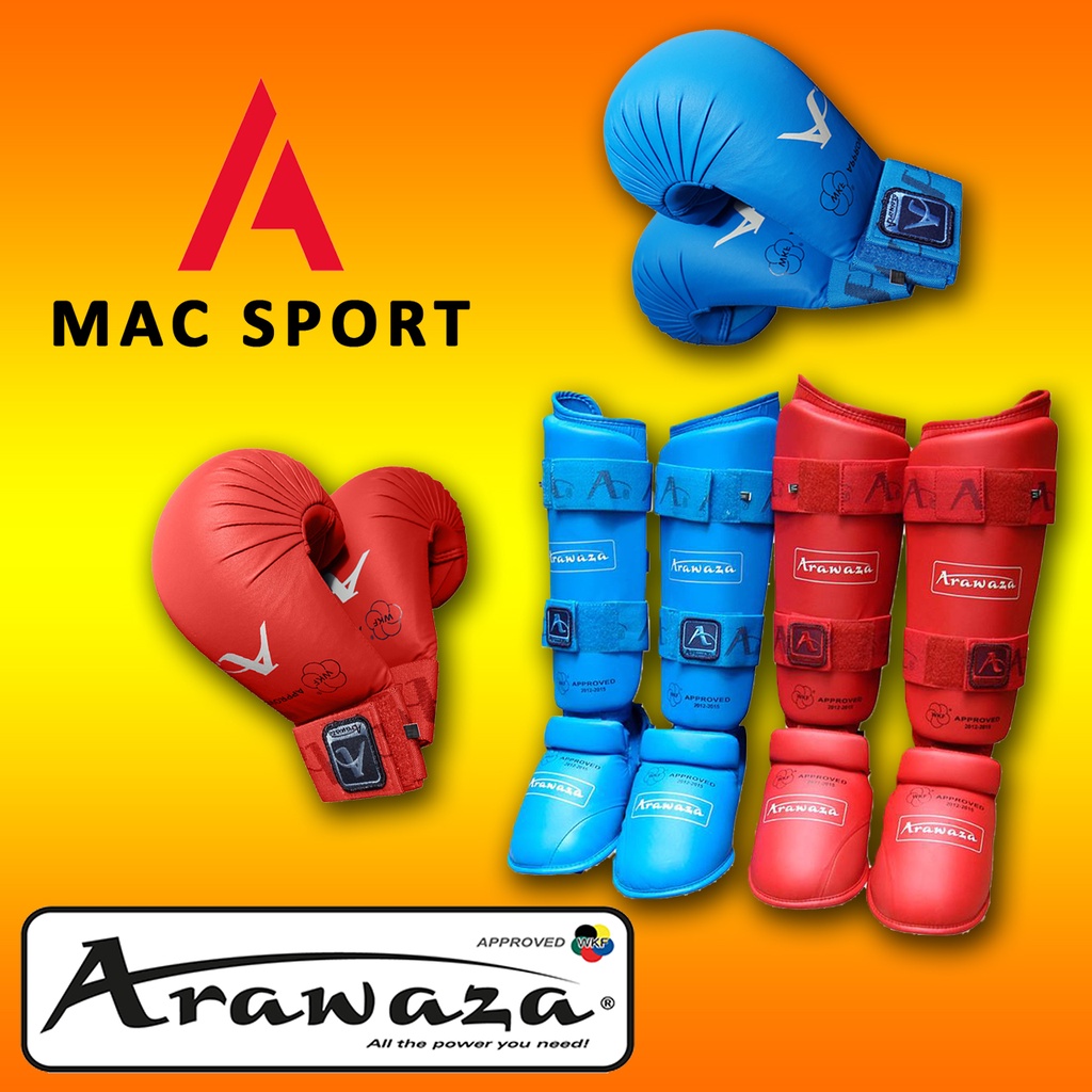 HAND PROTECTOR ARAWAZA + SHIN INSTEP GUARD ARAWAZA WKF APPROVED - PERLENGKAPAN ARAWAZA
