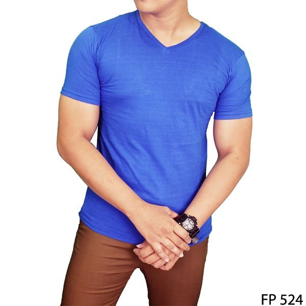 T Shirt Polos Basic Biru Tua Vneck Lengan Pendek Spandex Spandek Biru Tua – FP 524