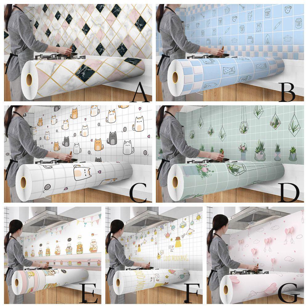 【 ELEGANT 】 Wallpaper Dinding 60x300cm Lapisan Aluminium PVC Untuk Kulkas Dekorasi Dapur Furniture Dekorasi Kitchen Wallpaper