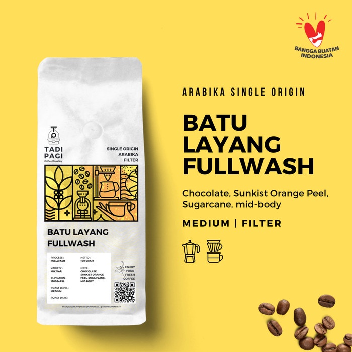 

Tadi Pagi Coffee Roastery Arabika Batu Layang Full Wash 200gr Roast Bean Coffee - Biji Kopi